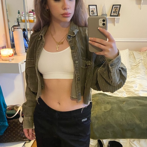 corduroy cropped light jacket - Picture 1 of 3